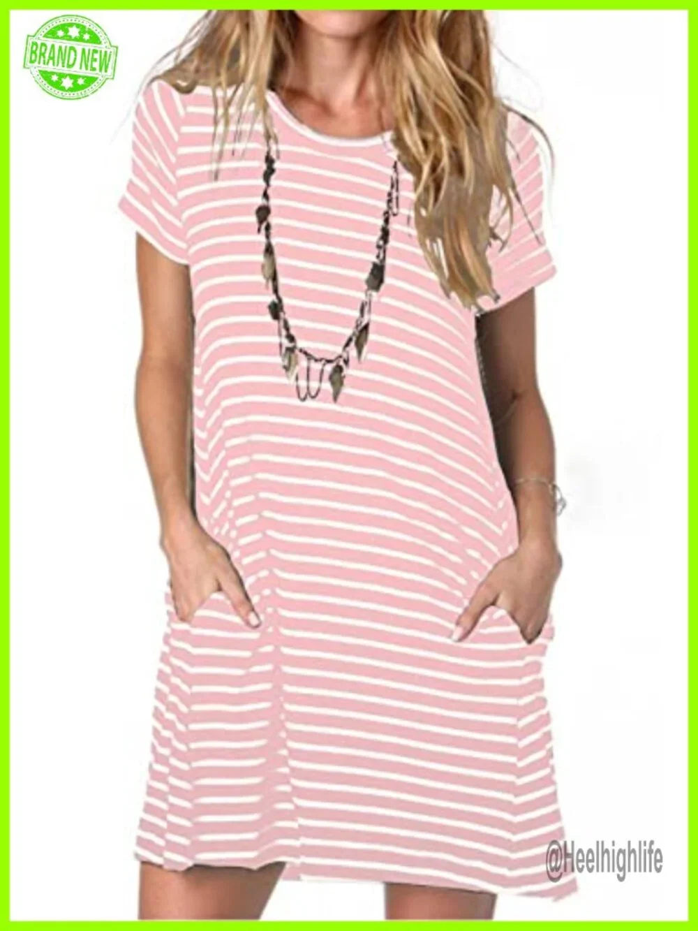 Women's Casual Loose T-Shirt Dress with Pocket Short Sleeve